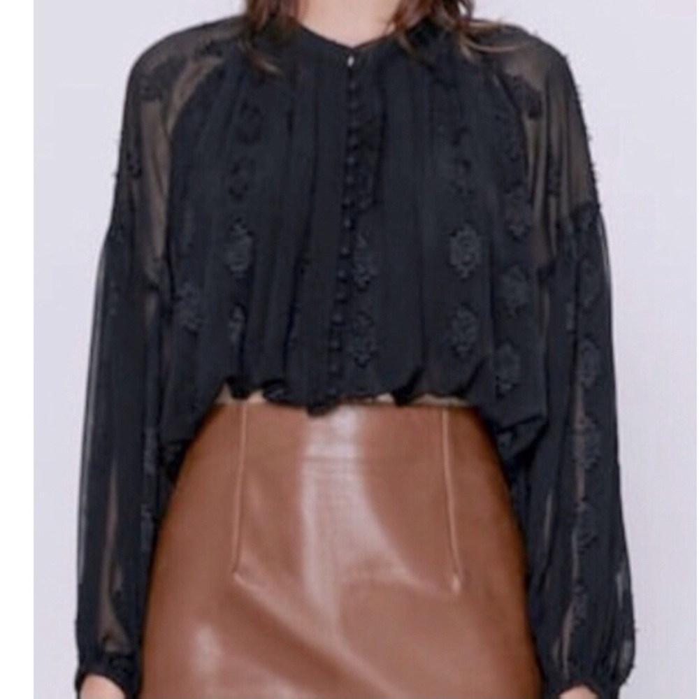 NWT Zara Cropped Jacquard Blouse SOLD OUT
